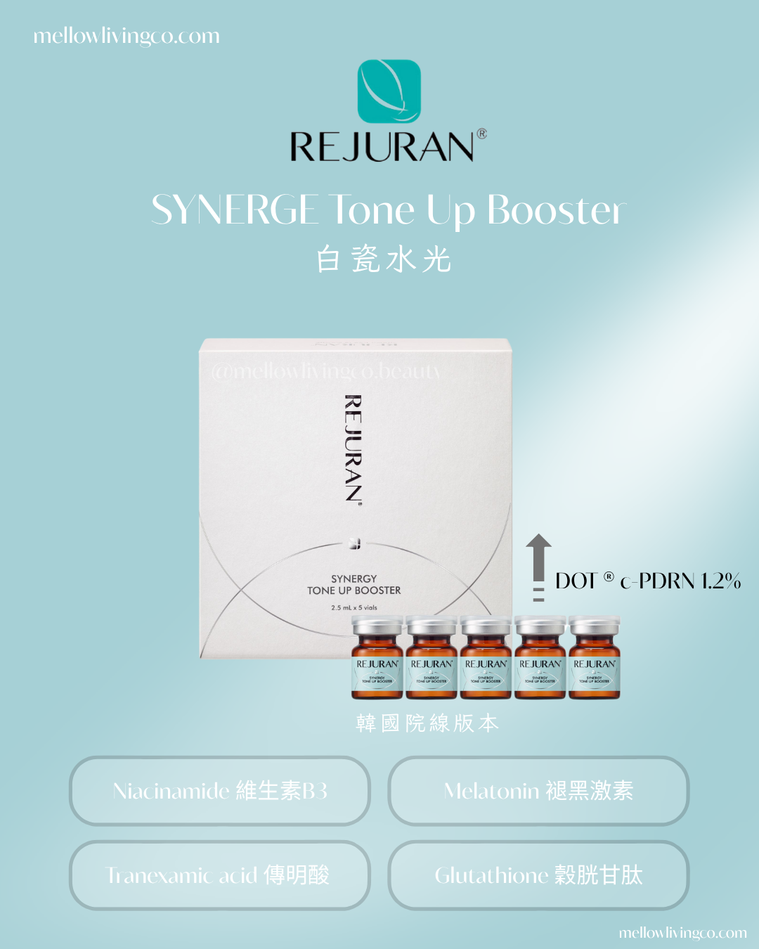 韓院線新版] Rejuran SYNERGE Tone Up Booster 麗珠蘭白瓷水光導入療程