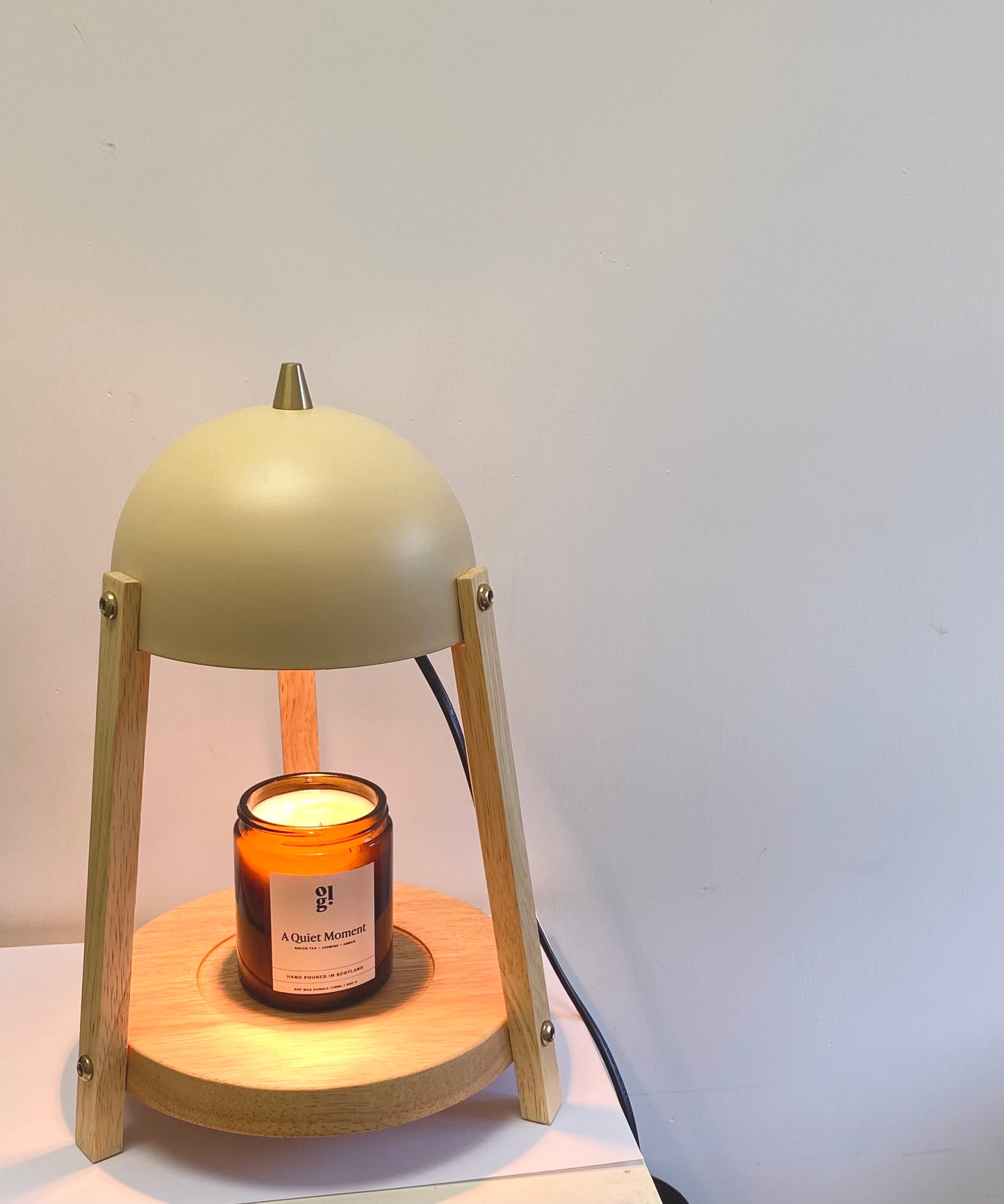 北歐風實木融蠟燈+蠟燭套裝