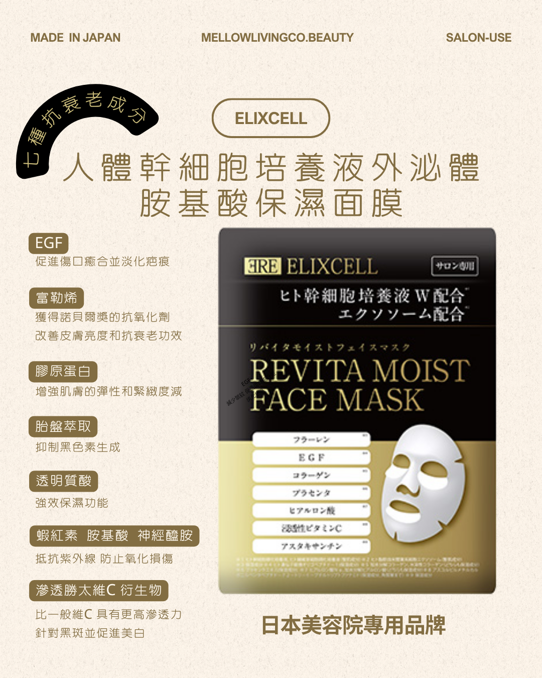 *日本美容院專用* REVITA 人體幹細胞培養液外泌體保濕面膜